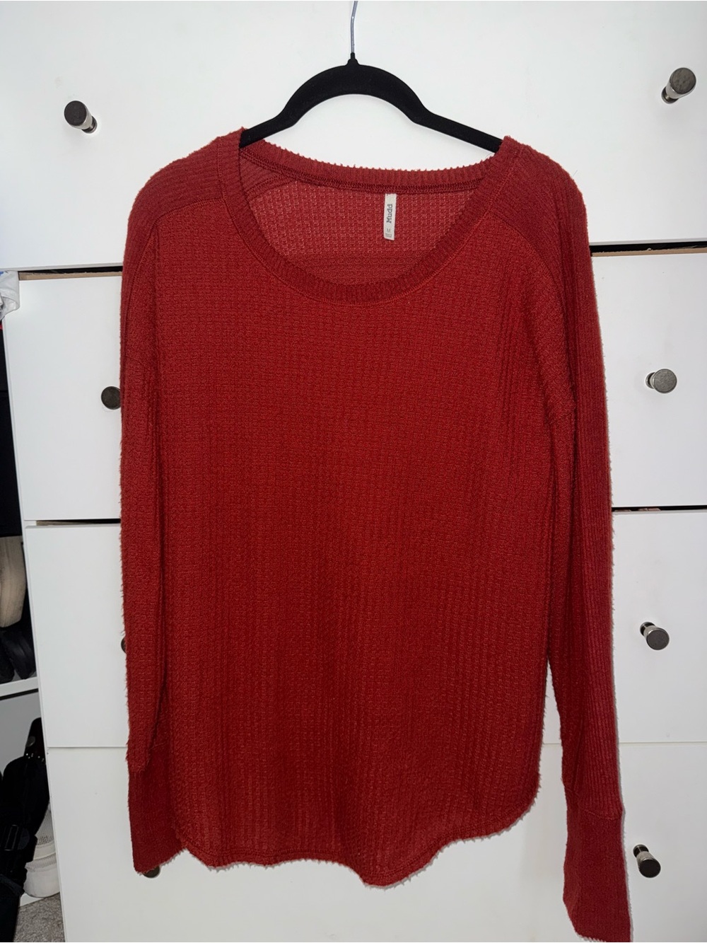 Mudd Burnt Red Long-Sleeve Lightweight Knit Sweater
